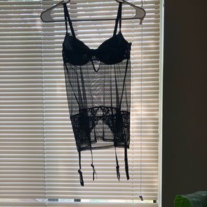 Victoria’s Secret Black Lace Padded Teddy 36B